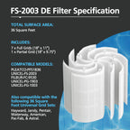 FS-2003 36 Sq Ft Vertical DE Grid Swimming Pool Filter ONLY Compatible with Unicel Hayward Jandy Pentair Waterway American Pac-Fab Astral for Pleatc PFS1836, PG-1903, FG-1003,Filbur FC-9530, 18" High