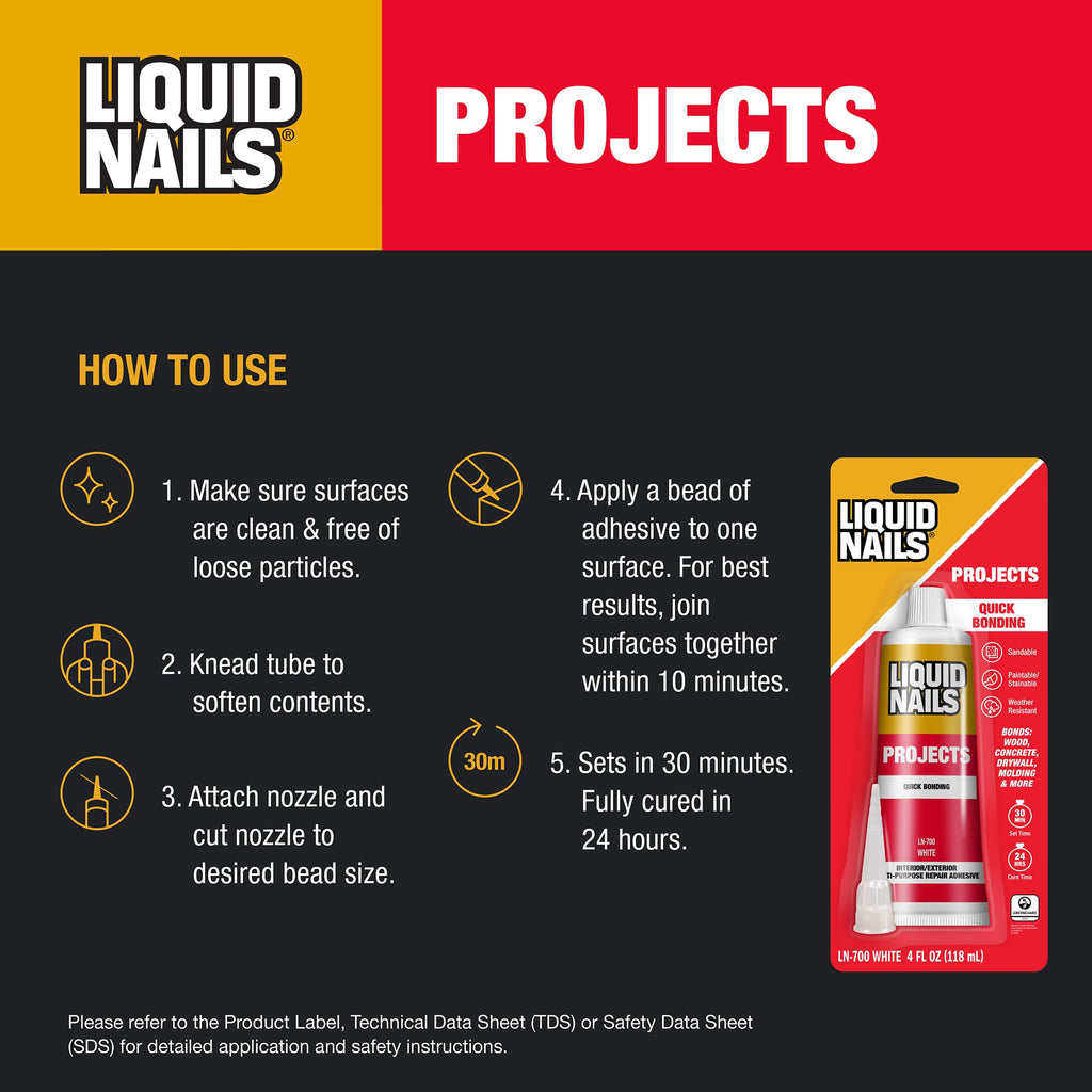 Liquid Nails LN-700 4-Ounce Small Projects and Repairs Adhesive
