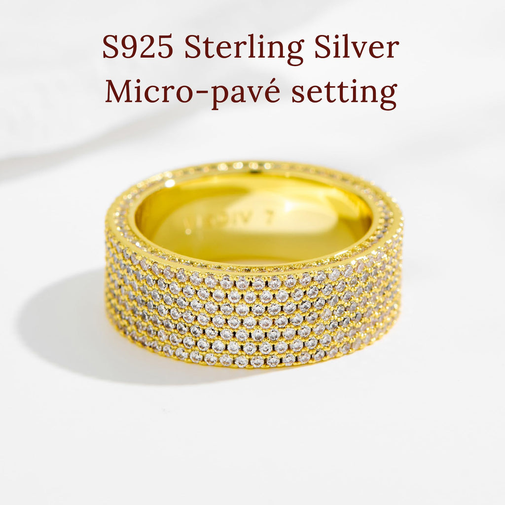 VISDIV Gold Wedding Rings for Women 925 Sterling Silver CZ Bands Rings