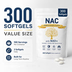 Prspy The Standard Lab NAC 600mg Non-GMO, Gluten Free,Organic NAC Supplement N-Acetyl Cysteine Capsules with NAD+ for Cellular & Lung Health, 300 Softgels