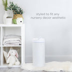 Ubbi Stainless Steel Diaper Pail, No Special Bags, Odor-Locking, White