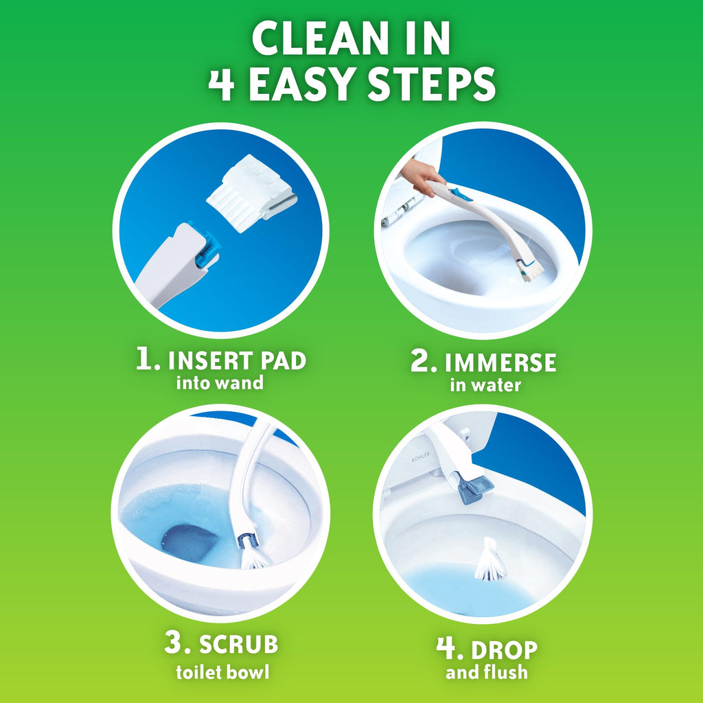 Scrubbing Bubbles Toilet Bowl Wand Cleaner Refills, Fresh Brush Heavy Duty Cleaner Toilet Refill Pads, Removes Limescale & Odors, Citrus Scent, 8 Count (Pack of 8)