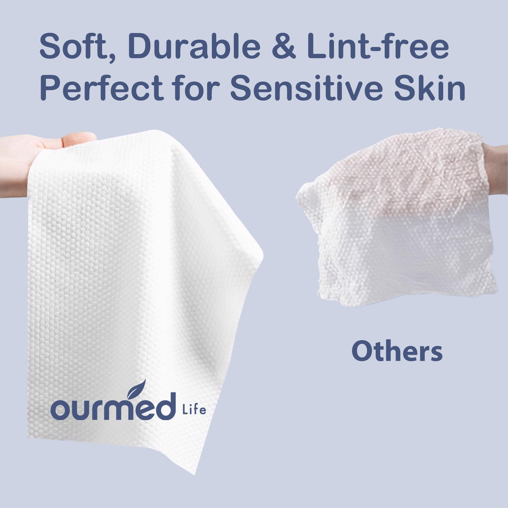 Ourmed Life Compressed Towel Tablets, Individually Wrapped Disposable Face Towels, Quick-Expand with Water, Soft & Lint-Free, 12"x10" Travel Washcloths for Camping,Hiking & Backpacking (100 Count)