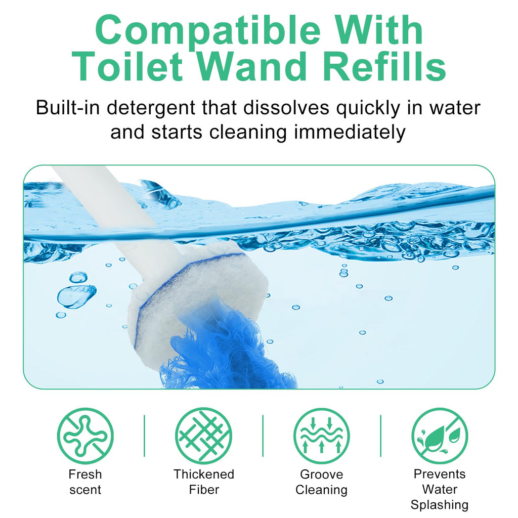 100 Count Toilet Wand Refills for Clorox, Disposable Toilet Brush Compatible with Clorox ToiletWand Cleaning System, Upgrade Fiber Bowl Cleaner Brush for Closestool Cleaning