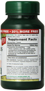 Nature's Bounty Probiotic Acidophilus Tablets, 120 ea (Pack of 5)