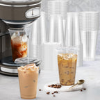 Dealusy 100 Pack - 20 oz Clear Plastic Cups with Lids and Straws