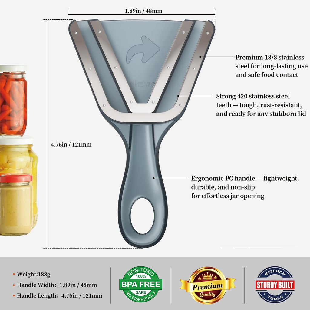 Jar Opener for Weak Hands & Seniors with Arthritis – Easy Twist-Off Lid & Bottle Opener – Ergonomic Non-Slip Handle, Unique Kitchen Gadget & Ideal Christmas Gift for Elderly, Women & Men (Gray)