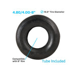 Marathon 4.80/4.00-8" Ribbed Tread Replacement Pneumatic (Air-Filled) Tire and Inner Tube Set, Fits 8-Inch Wheel/Rim, Wheelbarrow/Garden Cart/Lawn & Garden Use, Straight Valve Stem