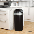 Umbra Venti Kitchen Trash Can, Swing Top Lid, 16 Gallon, Black/Nickel