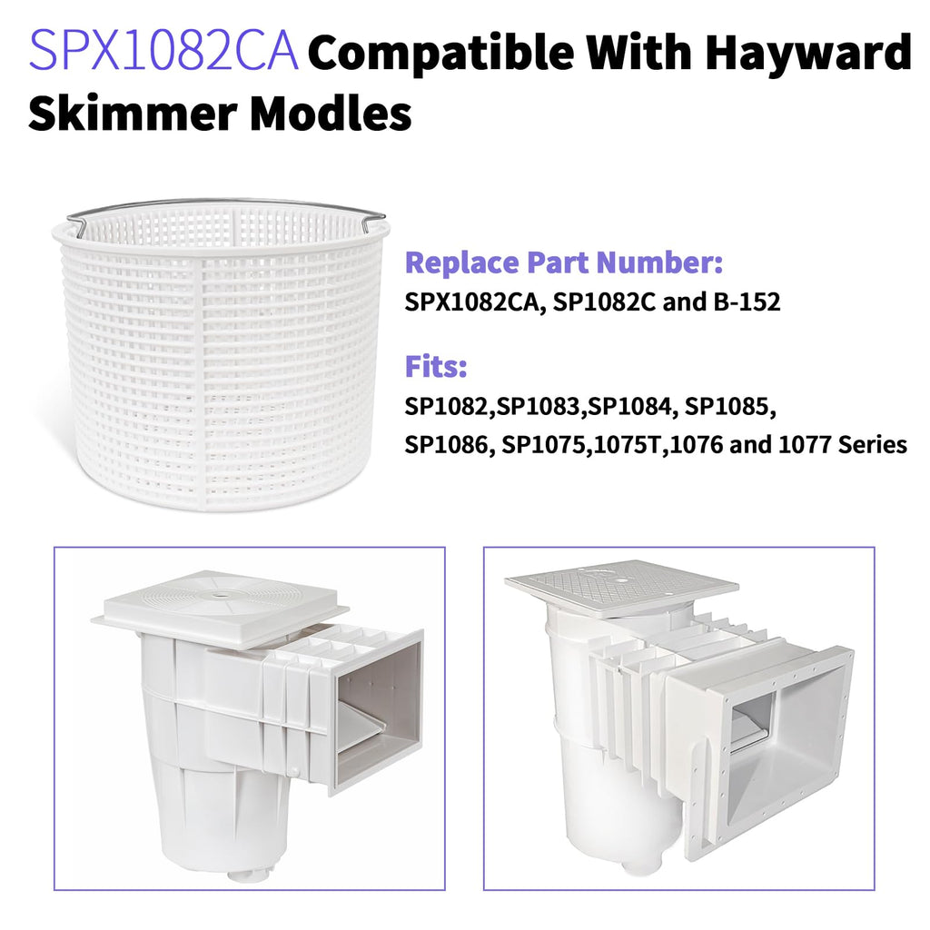 Pulems SPX1082CA Pool Skimmer Basket Replacement for Hayward & Aladdin B-152 Skimmers, Skimmer Basket for Inground Pool Replace SP1083 SP1084 1085 1086 SP1075 Baskets - Upgrade Basket with Handle