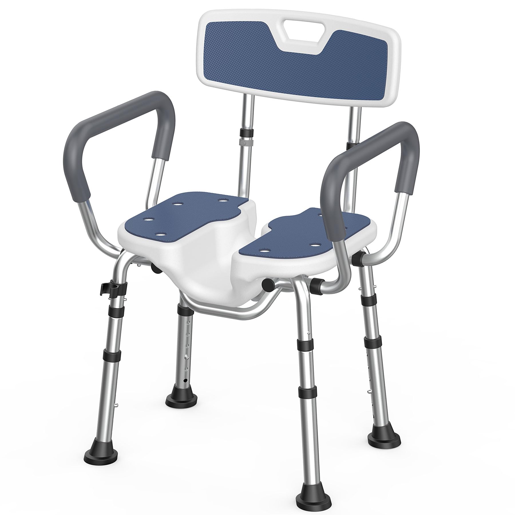 Shower Chair for Inside Shower U-Shape Seat,450lb Heavy Duty Shower Chair for Elderly and Disabled,Padded Armrests and Back,Height Adjustable Bath Chairs for Seniors Handicap,Easy Assembly