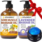 Massage Oil for Massage Therapy,Lymphatic Drainage-Ginger Oil Sore Muscle Arnica Oil&Lavender Oil Relaxing Massage Oils for Date Night,Massage Ball,Body Oil for Women,Mens Gifts,Birthday Gifts for Men