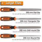 REXBETI 25Pcs Metal File Set, Premium Grade T12 Drop Forged Alloy Steel, Flat/Triangle/Half-round/Round Large File and 12pcs Needle Files with Carry Case, 6pcs Sandpaper, Brush, A Pair Working Gloves
