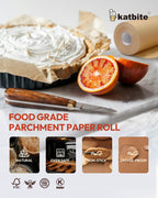2 Value Pack 15in x 242ft, 300 Sq.Ft Unbleached Parchment Paper Roll for Baking, Katbite Parchment Baking Paper with Serrated Cutter, Non-stick Roll for Cooking, Air Fryer, Steaming, Bread