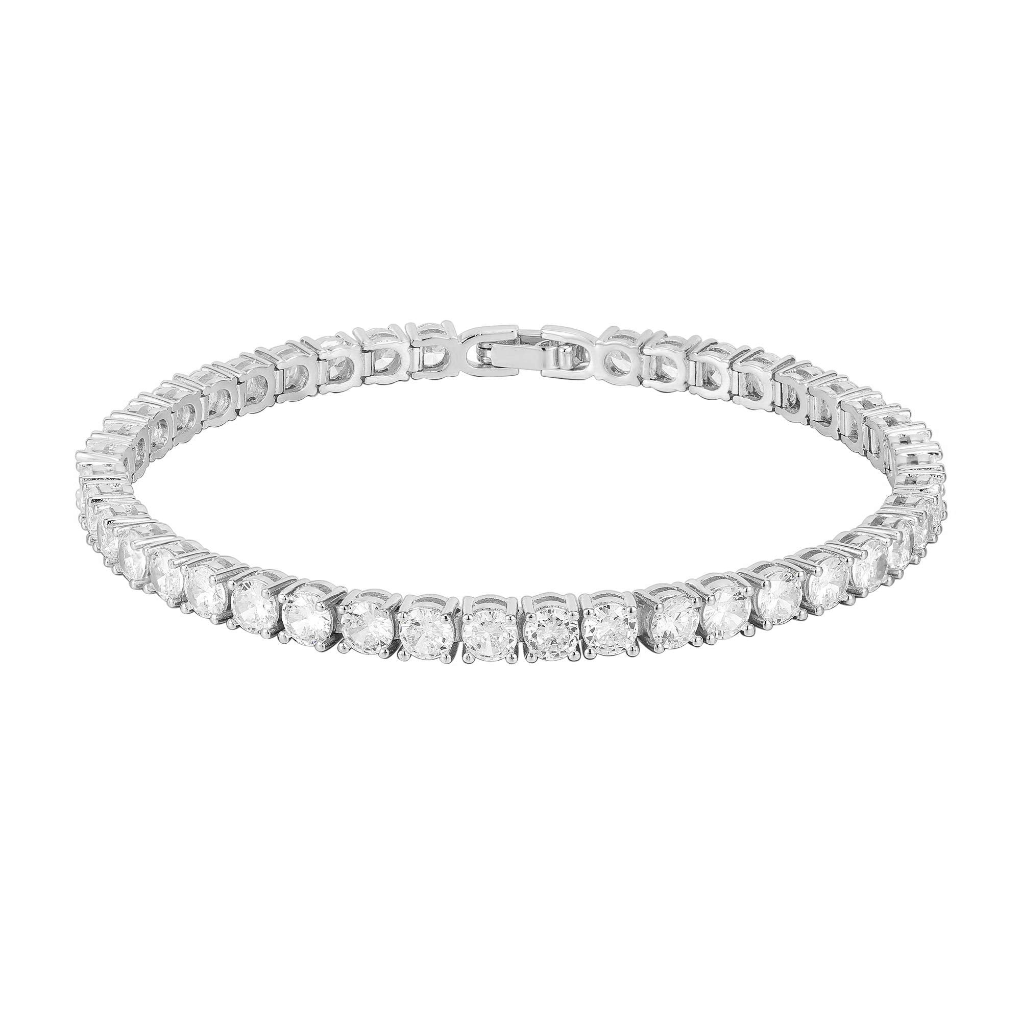 PAVOI Zirconia Cubic CZ Classic Tennis Bracelet for Women, White Gold