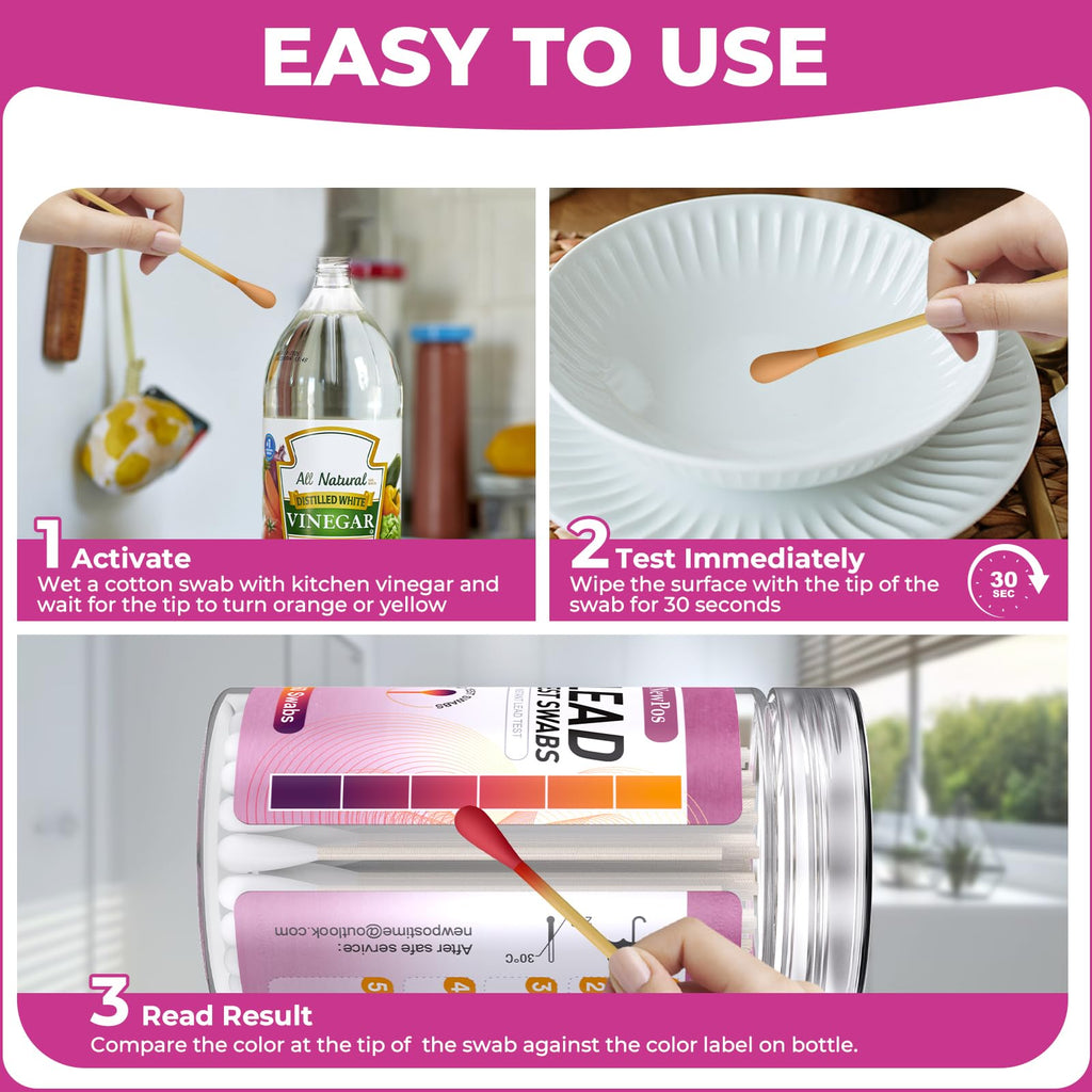 NewPos Lead Test Kit: 30 Swabs Upgraded Accurately Formulated Lead Paint Test Kit Detector Testing for Dishes Paint Cups Ceramics & All Surfaces Results in 30 Seconds (10)