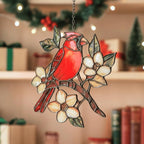 GIKZO Cardinal Resin Suncatcher Size 6 Inches, Boho Stained Glass Effect Memorial Window Hanging Garden Decor, Gift for Mother's Day Mom Grandma Wife Women