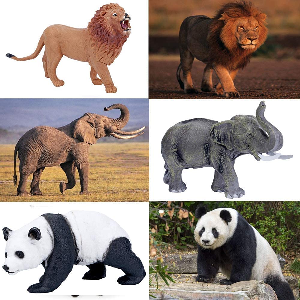Safari Animals Figures with Activity Play Mat & Storage Box, Realistic Plastic Jumbo Playset, Jungle Wild Zoo Animals Toys for Kids Toddler 3-5, 22Pcs Birthday Gifts Christmas Stocking Stuffers