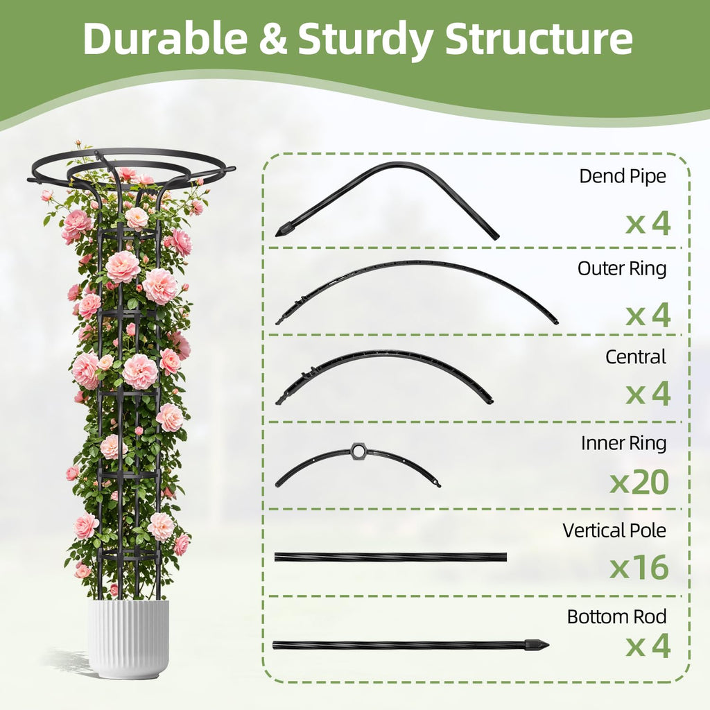Garden Trellis for Climbing Plants Outdoor,84.6" Tall Umbrella Trellis