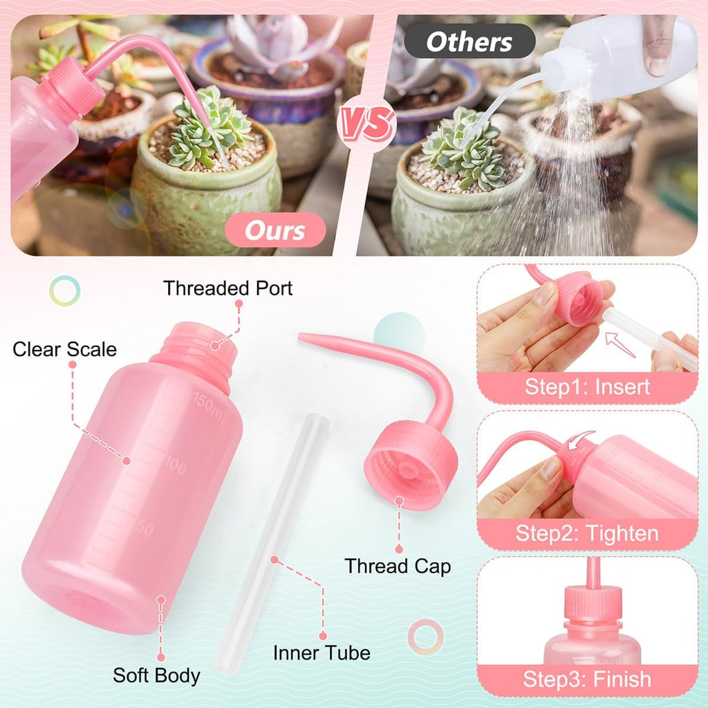 Valchoose 150ml Pink LDPE Squeeze Wash Bottle, Bent Nozzle Portable, 1 Pack