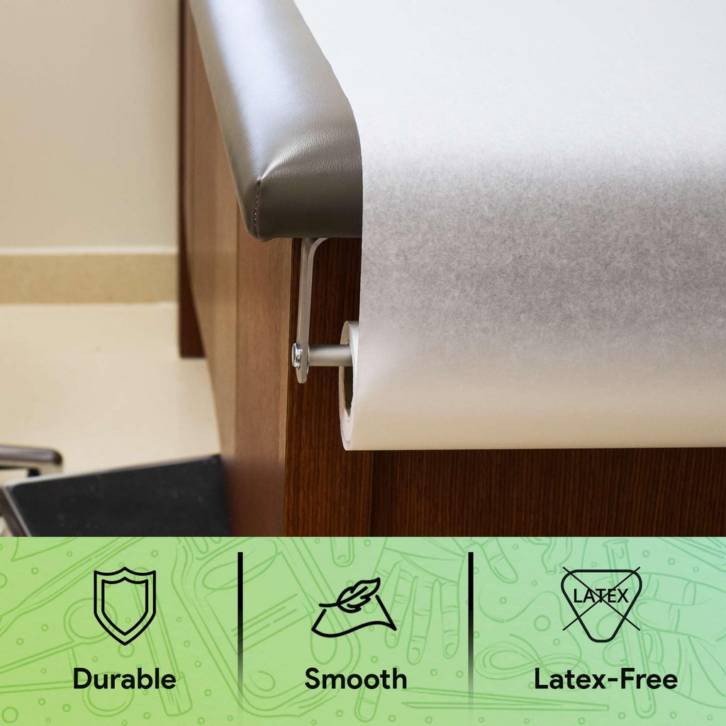 Medical Exam Table Paper 17"x125 Feet - 2 Rolls of Disposable White Table Paper Rolls for Doctor's Offices, Chiropractors, and More - Latex Free Bed Sheet