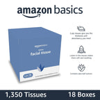 Amazon Basics Facial Tissues with Lotion, 2-Ply, 1350 Count (18 Packs of 75), Cube Box, (Packaging May Vary)