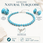 Sheplus 925 Sterling Silver Genuine Turquoise Beaded Necklace for Women