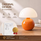 Dawnwake Mushroom Lamp Table Lamp for Bedroom,Desk Bedside Small Lamps for Living Room Night Stands,Mushroom Decor Cute Mini Modern Mid Century Lamps,Unique Aesthetic Home Living Room Decor(Orange)