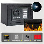 Voncabay Money Safe Box for Home with Sensor Light & Fireproof Money Bag - 0.23 Cubic Feet Security Safe Box with Digital Keypad, Keys & Pass Code Lock, 9.05" W x 6.69" D x 6.69" H, Black