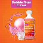 Amazon Basic Care Children's Ibuprofen Oral Suspension 100 mg per 5 mL, Pain Reliever and Fever Reducer (NSAID), BubbleGum, For Minor Aches and Pains, Headache Relief and More, 8 fl oz (Pack of 1)