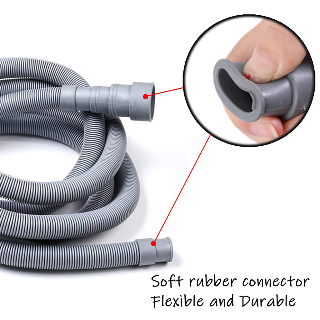 HLMOptimo 10 Feet Universal Washing Machine Drain Hose Flexible Dishwasher Drain Hose Extension Kits Corrugated Washer Hose w/ 1 Adapter 4 Clamps 1 U-Bend Holder
