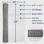 Salmut Hardware Cloth 1/4 in. x 4 ft. x 50 ft. 23-Gauge, Galvanized Wire Mesh Fencing, Chicken Wire Mesh, Wire Fence Roll, Garden Fencing, Snake Fencing, Hardware Mesh