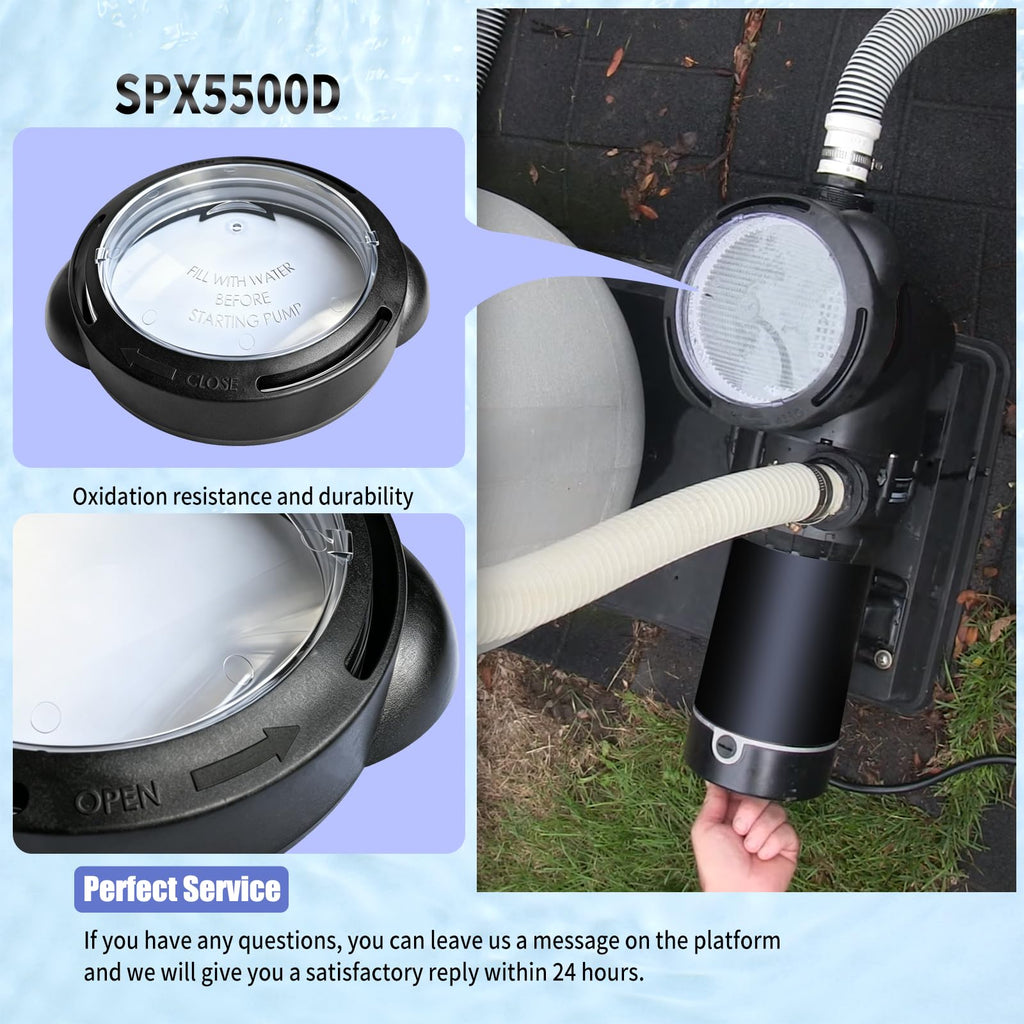Vsttar SPX5500D Pool Pump Lid,Strainer Cover with Lock Ring and O-Ring Replacement Compatible with Select Hayward Matrix Pump and Filter,SPX5500D Pump Strainer Lid