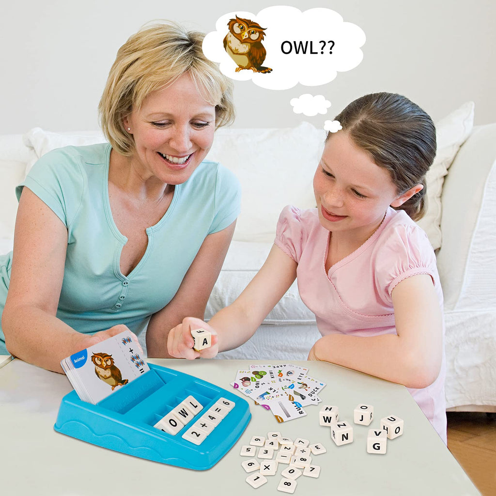 Educational Toys Learning Games for Kids 3-8, Matching Letter Spelling Early Math Game for Preschool& Kindergarten Kids Boys and Girls Light Blue