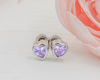 Cherished Moments Birthstone Heart Earrings, .925 Sterling Silver