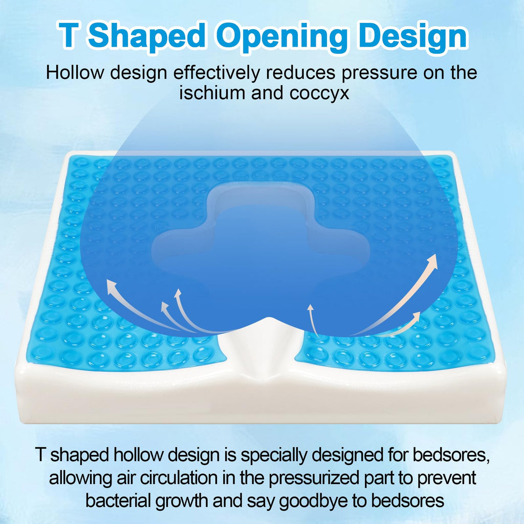 TITA-DONG Breathe Freely Fiber Material Bed Sore Cushions for Butt, Anti Bedsore Cushion, T Shaped Opening Triangular Slope Design Anti Decubitus Cushion for Elderly, Bedridden, Disabled