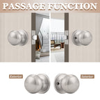 Probrico 10 Pack Round Passage Door Knob(Non-Locking Knobs), Keyless Doorknobs Interior/Exterior Door Lockset,Passage Knobs for Hallway/Closet,Satin Nickel Finish Modern Design Door Hardware