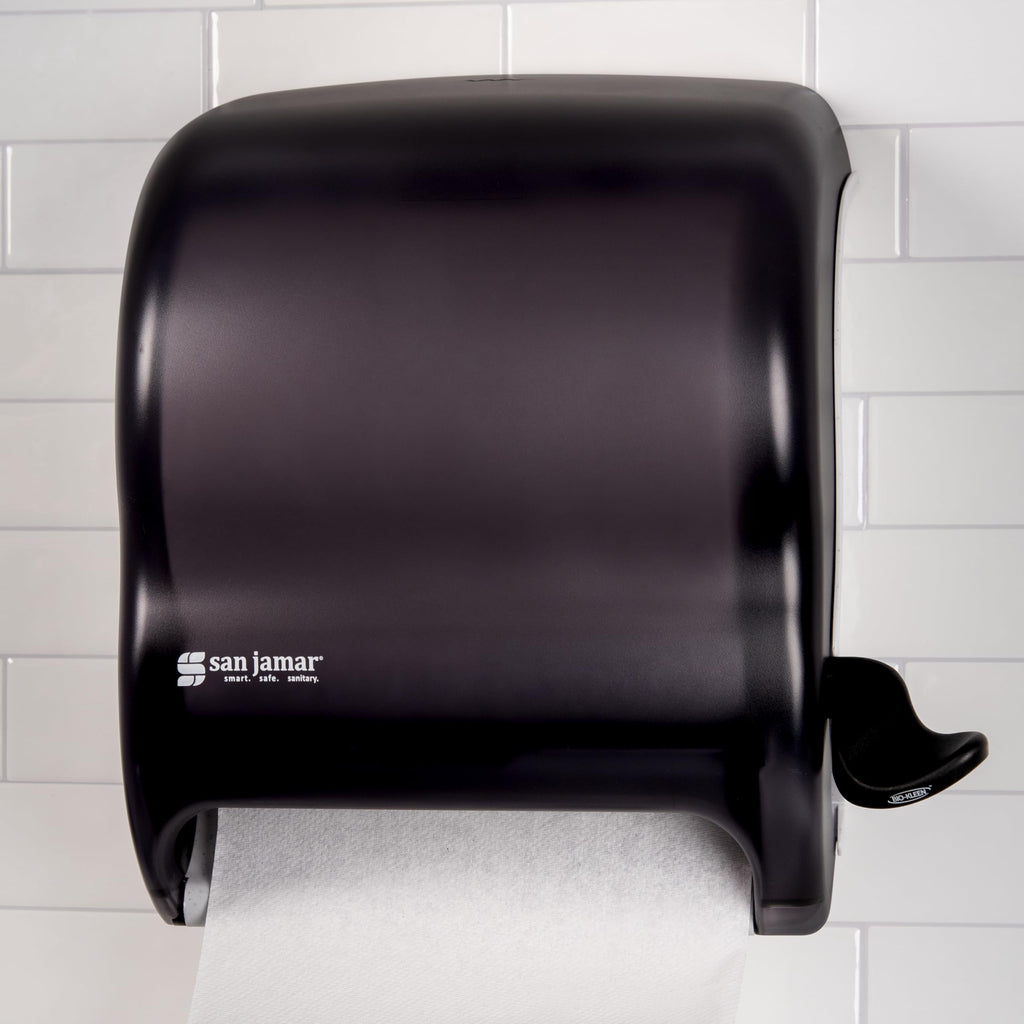 San Jamar Element Paper Towel Dispenser, Manual Lever Roll for Bathroom and Kitchen, 12.75" x 12.5" x 8.5", 1 Count, Black Pearl