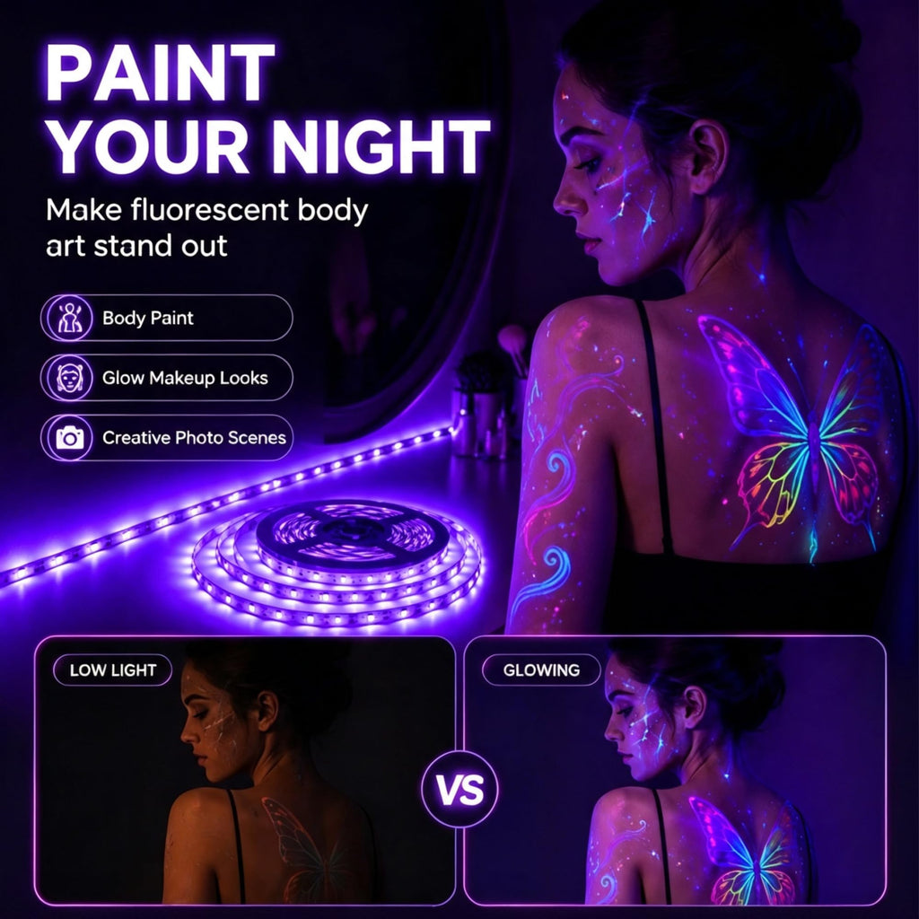 PIZHLO 50 Foot Black Light Strips & Remote, Dimmable Flexible 900 LEDs