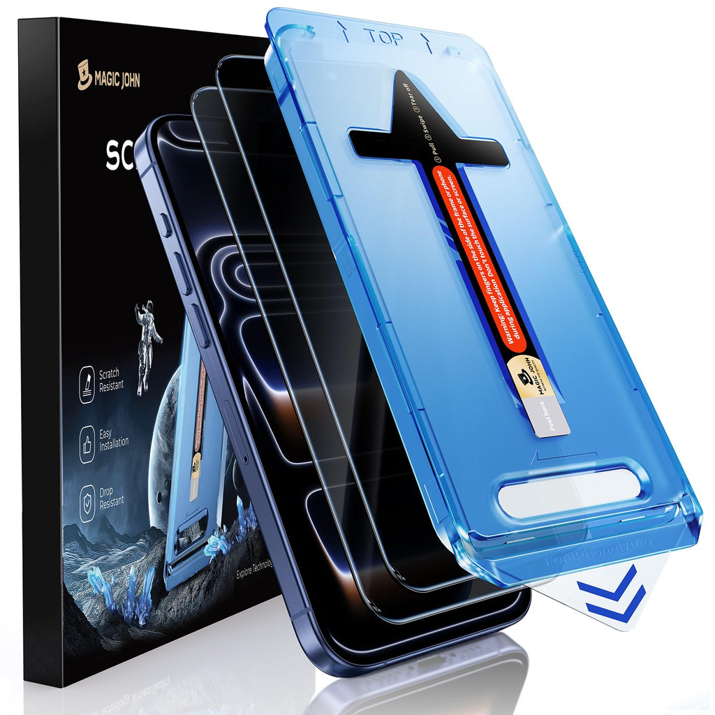 MAGIC JOHN Privacy 2 Pack for iPhone 17 Pro Screen Protector, Easy Install