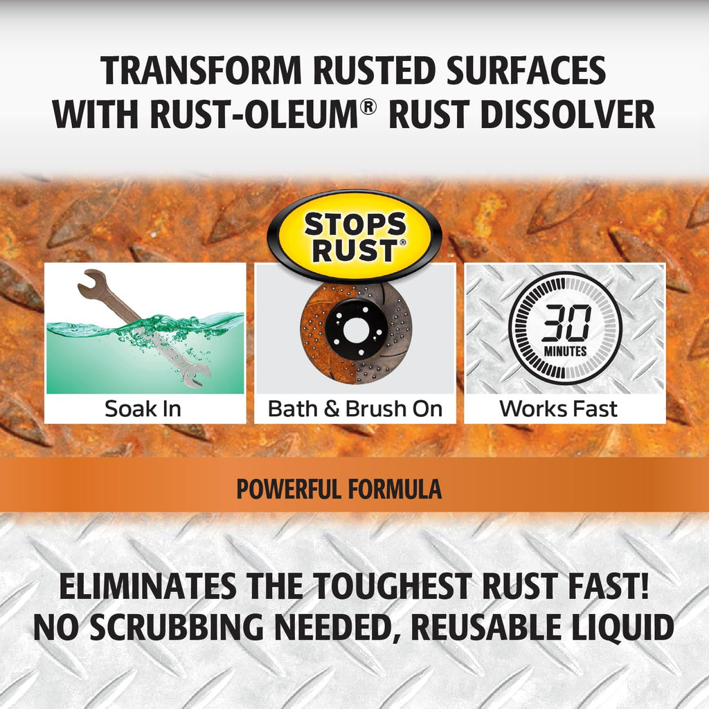 Rust-Oleum Rust Dissolver Soak & Bath | Heavy-Duty Corrosion Remover for Metal Tools, Cars, Bikes, Grills, Bolts, Firearms & More | Gallon