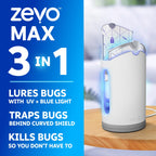 Zevo MAX Bug Catcher & Fly Trap for Indoors - Flying Insect Trap for Gnats, House & Fruit Flies - Use in Any Room - No-Mess Disposal (2 Plug in Bases & 3 Cartridges)