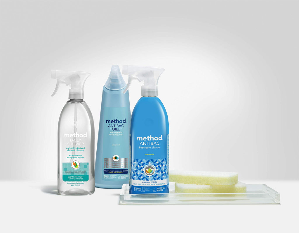 Method Daily Shower Cleaner Spray, & Spray and Walk Away, Eucalyptus Mint Scent, 28 Fl Oz, (Pack of 8), Packaging May Vary