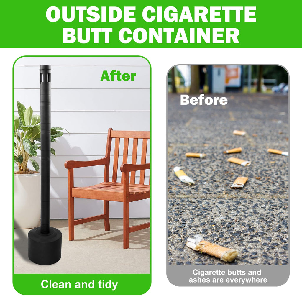Cigarette Butt Disposal Outdoor, Standing Ashtrays for Outside Patio Stainless Steel Outdoor Ashtray Cigarette Butt Container, 7" Diameter x 46" H