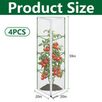 4 Pcs Garden Bird Netting for Triangle Plant Cage, 59" x 20" x 20" Tomato Cage Garden Net Cover with Zipper, Tomato Trellis Insect Bird Barrier Protection Mesh for Vertical Climbing Plant Vegetable