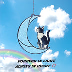 YULAIKUAI Black and White Cat Gift,Tuxedo Cat Stained Glass Art Suncatcher