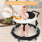 HolyBase Music and Lights Baby Walker Foldable with 9 Adjustable Heights, Baby Walker with Wheels Portable, Infant Toddler Walker for Baby Boy Girls 6-18 Months