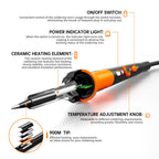 Soldering Iron Premium Kit, 60W Soldering Gun with Ceramic Heater, 12-in-1 Soldering Tool, Adjustable Temperature 200 to 450°C, Includes Soldering Iron Tip, Solder Wire, Pump and Paste