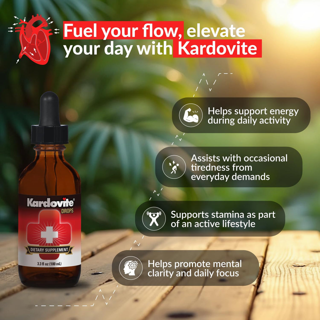 Kardovite Herbal Circulation Support Drops 100ml | Supports Circulatory Wellness with Hawthorn, Garlic, Ginkgo, Cayenne, Milk Thistle, Bilberry & Valerian | Supports Vitality & Daily Wellness