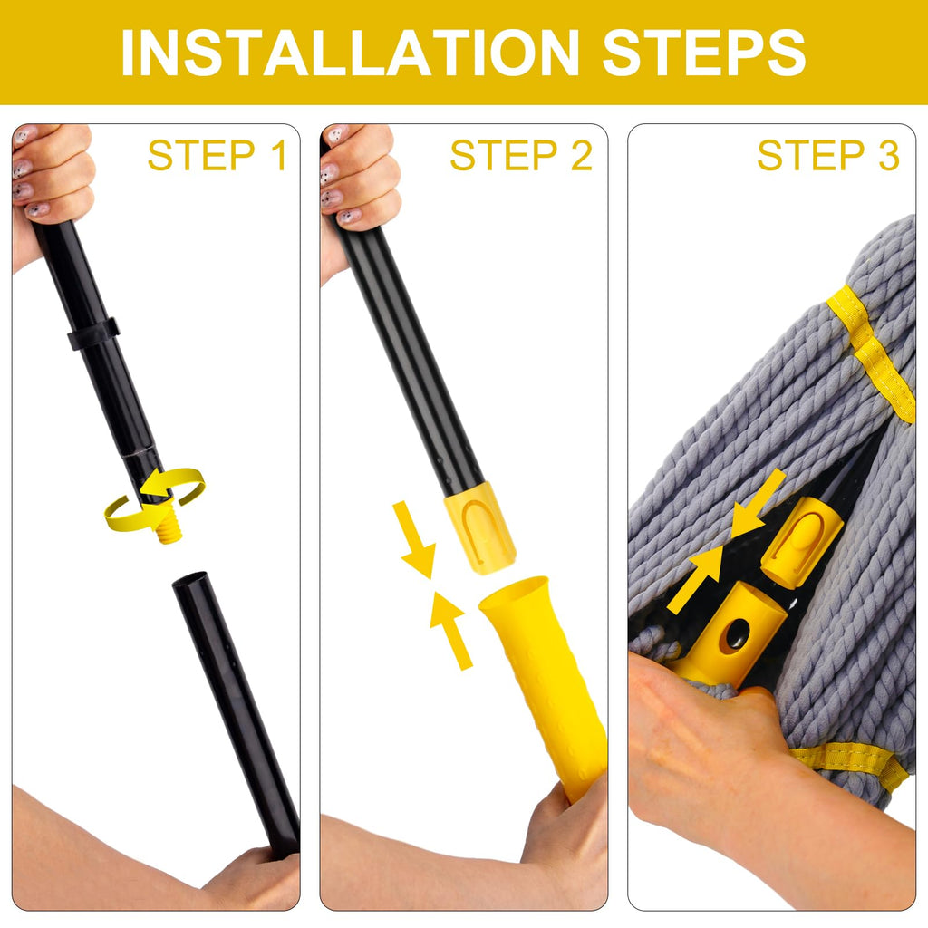 Self-Wringing Twist Mops for Floor Cleaning, Microfiber Floor mop with 57 " Long Handle, Easy Wringing Mop for Hardwood Commercial Household Clean (Gray Twist Mop)
